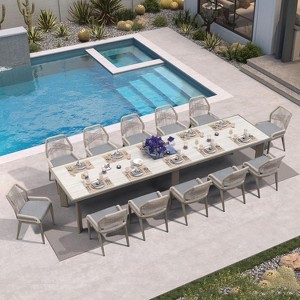 PURPLE LEAF Dining Set Patio Metal Table and Wicker Rattan Chairs for Outside Porch Garden Kitchen Modern Outdoor Furniture Sets - 1 of 4