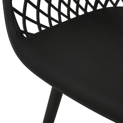Black Polypropylene Resin Outdoor Dining Chairs, Set of 2