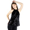 Artyska Women's Party Cocktail Club Sleeveless Sparkle Vest Tank Camisole Sequin Halter Tops - 2 of 4