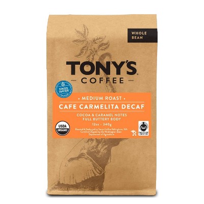 Tony's Coffee Carmelita Decaf Whole Bean Medium Roast Coffee - 12oz