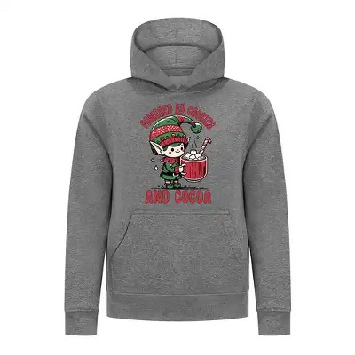 Everyday Kids Christmas Collection Powered by Cookies and Cocoa Pullover Hoodie – Holiday Sweatshirt - Charcoal Gray