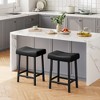 Whizmax 24 Inch Black Backless Saddle Barstools Set of 2, Counter Height Upholstered Padded Barstools with Curved Surface, Metal Leg and Footrest - 4 of 4