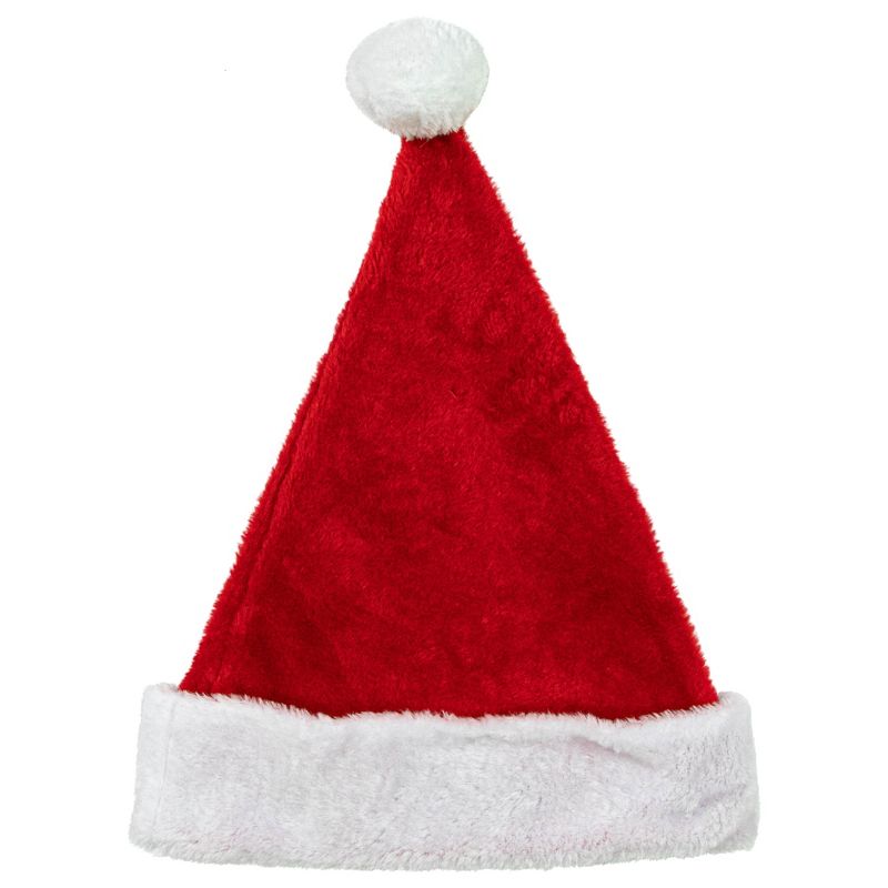 Northlight Unisex Adult Plush Christmas Santa Hat - Large - Red and White, 1 of 7