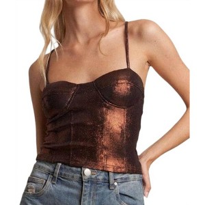 Women's Metallic Bustier Crop Top - Fascination - 1 of 4