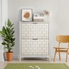 CLIHOME 31.5 Inch Retro White Shoe Storage Cabinet, Mid-Century Vintage Freestanding Shoe Cabinet, Shoe Cabinet with 2 Flip Drawers - 3 of 4