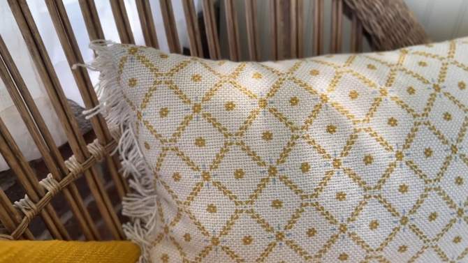 Geometric Floral Outdoor Pillow Mustard Polyester With Polyester Fill by Foreside Home & Garden, 2 of 8, play video