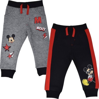 Disney Mickey Mouse Toddler Boys 2 Pack Fleece Jogger Pants Black/Gray 