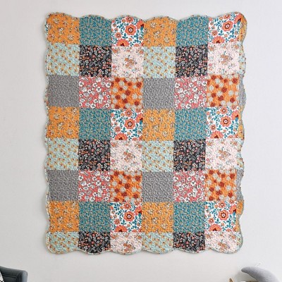 Dreamy Calico Patchwork Cotton Throw Blanket 50" x 60"