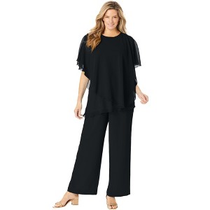 Woman Within Plus Size Tiered Top Pant Set - 1 of 4