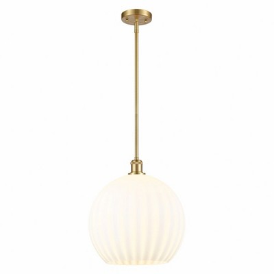 White Venetian - 1 Light Stem Hung Pendant In Modern Style-16.63 Inches Tall and 13.75 Inches Wide