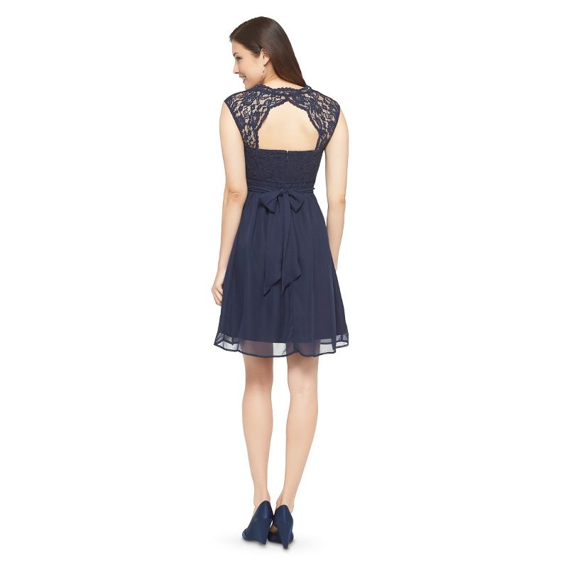 Women's Scalloped Lace V-Neck with Back Cutout Bridesmaid Dress Navy 8 - TEVOLIO&#8482;, 2 of 5