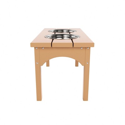 Teak Elevated Dog Feeder with Stainless Steel Bowls