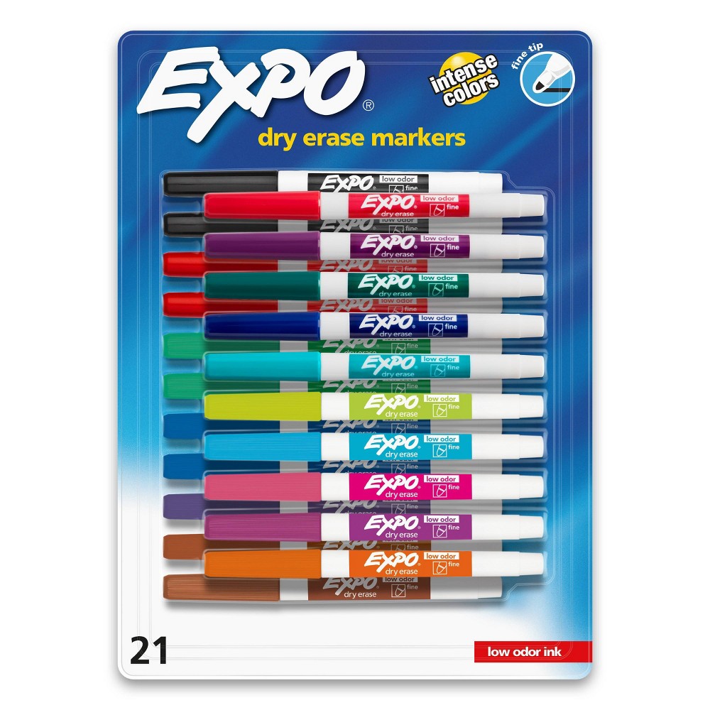 Photos - Felt Tip Pen Expo 21pk Dry Erase Markers Fine Tip Multicolored