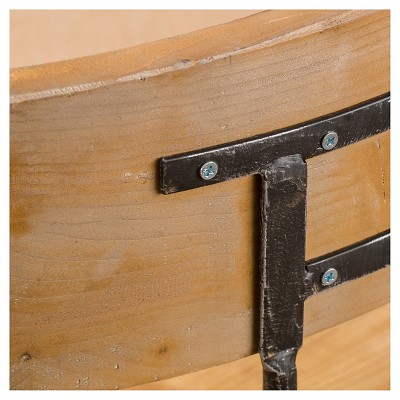 Hartley Adjustable Antique Fir Wood and Metal Barstool