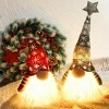 2 Set Lighted Christmas Gnome, Handmade Plush Scandinavian Swedish Tomte,Light Up Elf Toy Holiday Present, Battery Operated Winter Tabletop Christmas - 4 of 4
