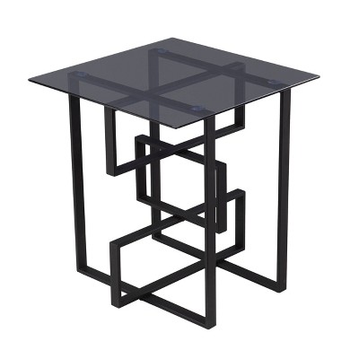 Kirrers Glass Top Accent Table Black/Gray - Aiden Lane