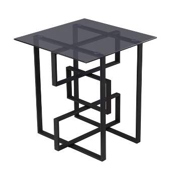 Kirrers Glass Top Accent Table Black/Gray - Aiden Lane