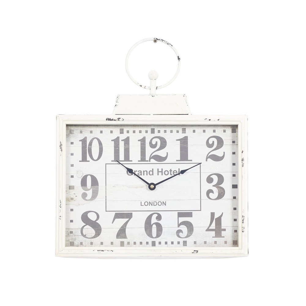 Photos - Wall Clock 15"x16" Metal Pocket Watch Style  White - Olivia & May