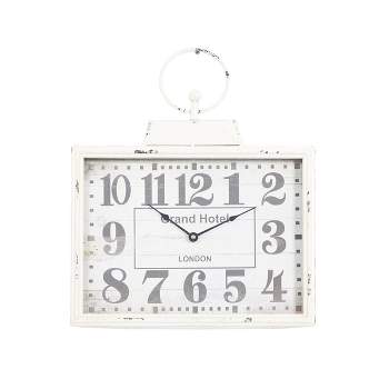 15"x16" Metal Pocket Watch Style Wall Clock White - Olivia & May