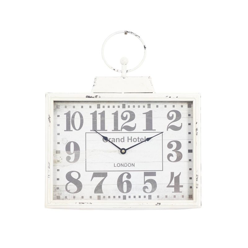 15&#34;x16&#34; Metal Pocket Watch Style Wall Clock White - Olivia &#38; May, 1 of 9