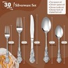 30-Piece Flatware Set for 6, Stainless Steel Retro Silverware with Vintage Baroque Design, Mirror Finish & Dishwasher Safe - 3 of 4