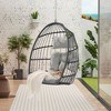 CAVINAS Hanging Egg Swing Chair,Gray Rattan Patio Swing with Cushion for Indoor Outdoor Porch Courtyard - 2 of 4
