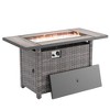 Sonkuki 45 in 50,000 BTU Outdoor Wicker Patio Gas Fire Pit Table w/Tempered Glass Tabletop, Clear Glass Rocks, and Lid - 2 of 4
