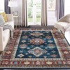 Acekool Boho Vintage Medallion Area Rug Collection, Washable Foldable Low Pile Non Slip Chenille TPR Backing, Red Blue Beige Gray - 2 of 4