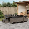 vidaXL 13 Piece Patio Dining Set - Gray PE Rattan with Cushions, Foldable Chairs, Tempered Glass Top, Ideal for Garden, Deck, Backyard - 2 of 4
