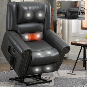 Power Lift Recliner Heating Massage Chair with Dual Motor and USB Ports 4B -ModernLuxe - 1 of 4