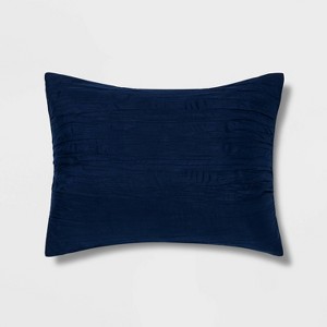 Standard Crinkle Texture Pillow Sham Navy - Room Essentials , Blue