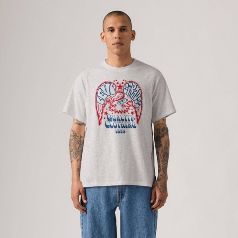 Мужские футболки Levi's Men's Relaxed Fit Short Sleeve T-Shirt - Gray XL