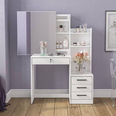 Hannah Vanity with Mirror White - Polifurniture