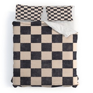 Deny Designs 3pc King Daniel Coulmann Checker 001 Graphite Duvet and Sham Set - 1 of 4