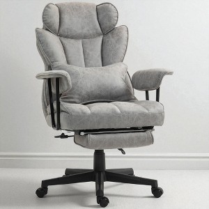 Mshliw Big and Tall 400LBS Executive Office Chair with Footrest, Microfiber Wide Seat, Lumbar Pillow, Reclining Back and Swivel Wheels - 1 of 4