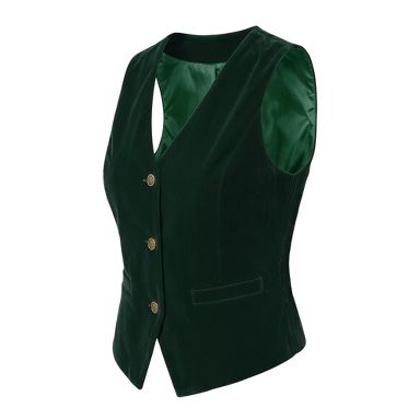 green dress vest womens INSPIRE CHIC Women's Steampunk Velvet Sleeveless Button-Down V-Neck Suit Large Dark : Target Must-have winter dresses 2025
