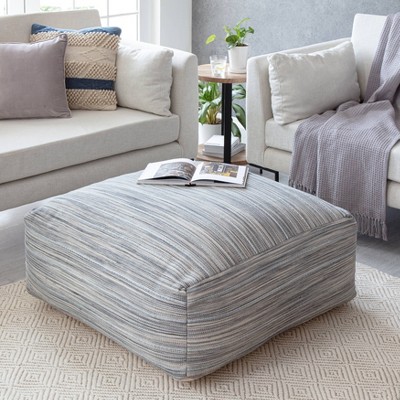 Montanita Handcrafted Pouf in Gray and Ivory, 35" Square