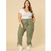 Agnes Orinda Women's Plus Size Drawstring Elastic Waist Cargo Pants with Pockets - 2 of 4