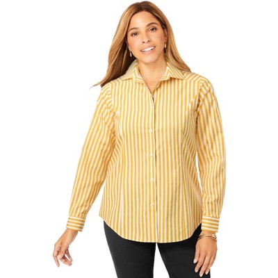 Jessica London Women's Plus Size Wrinkle-Free Stretch Poplin Shirt