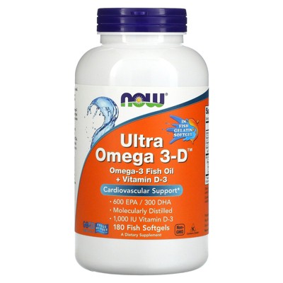 Now Foods Ultra Omega 3-D, 180 Fish Softgels, Omegas and Fish Oil