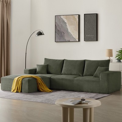 Gericco 113" Boneless Sectional Cloud Couch Sofa Bed for Living Room, Modular Modern Lounge 3 Seater Couches with Chaise, No Assemble
