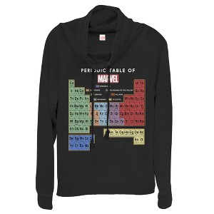 Juniors Womens Marvel Periodic Table of Favorite Heroes Cowl Neck Sweatshirt - 1 of 3