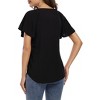 Women Blouse Short Sleeve Ruffle Sleeve Drawstring Casual Women Top - 4 of 4