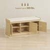 Homy Casa Shoe Storage Bench with Woven Rattan Doors, Entryway Seating, Natural - 3 of 4