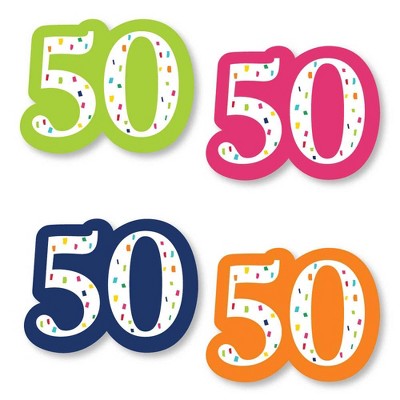 Big Dot of Happiness 50th Birthday - Cheerful Happy Birthday - DIY Shaped Colorful Fiftieth Birthday Party Cut-Outs - 24 Count