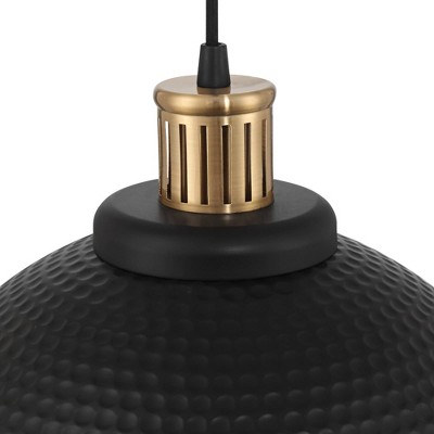 Black and Gold Metal Dome Pendant Light with LED Warm White