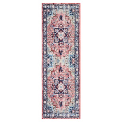 Garvee 2x6FT Vintage Washable Area Rug, Ultra-Thin Traditional Medallion Rug, Low Profile Pile Print Distressed Carpet for Home