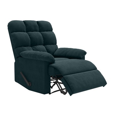 Deep Blue Microfiber Wall Hugger Recliner with Wood Frame