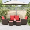 vidaXL 6 Piece Patio Sofa Set with Cushions Brown Poly Rattan - 3 of 4