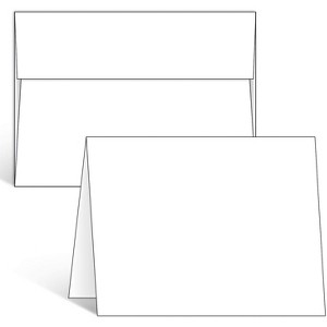 Blank White Cards and Envelopes 100 Pack, Ohuhu 5 x 7 Heavyweight Folded Cards and A7 Envelopes for DIY Greeting Cards, Invitations and More - 1 of 4